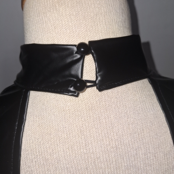 Black Faux Leather Mini Dress- W Sz Medium - Picture 5 of 9